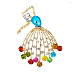 Broches Crystal Dance Ballet Girl Cute Lovely Colorfy Ridestone Broche Pin For Women Corsage Accessories Sieraden Gift