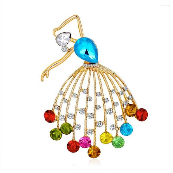 Broches cristal danse Ballet fille mignon belle coloré strass broche broche pour femmes Corsage accessoires bijoux cadeau