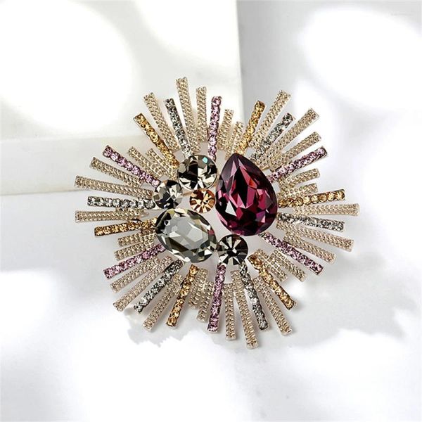 Brooches Crystal Flower Brooch Olive Branche pour les femmes Dilate Rimestone Office Office Pins Bijoux Cadeaux