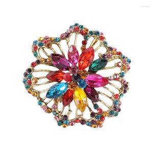 Broches fleur de cristal pour femmes, Bouquet de mode unisexe strass et épingles écharpe Clip bijoux