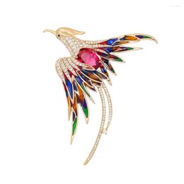 Broches Crystal Phoenix Bird For Women Men 4-kleuren email Vlieg Beauty Animal Party Office Kledingbroche Pin Gifts