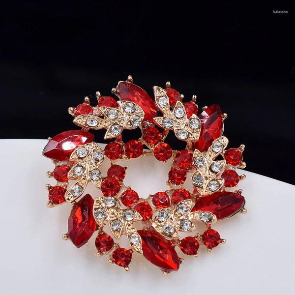 Broches Crystal Rhinestone dorado chino redbud flores broche alfileres para mujeres accesorios de prenda bufanda de bufanda joyas de moda
