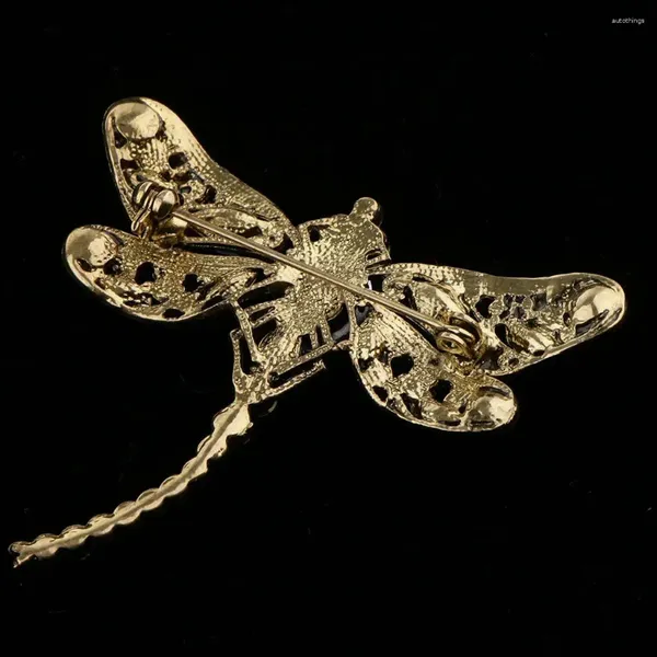 Broches Crystal Rimistone Insect Dragonfly Brooch épingles pour la revers de banquet homme homme