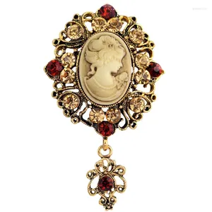 Broches Kristal Strass Dame Vintage Cameo Victoriaanse stijl Bruiloft Vrouwen Hanger Broche Pin