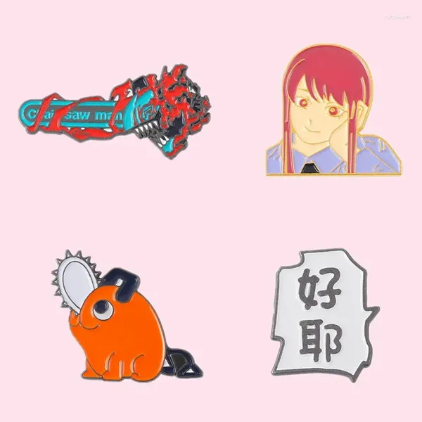 Broches personnalisées Anime tronçonneuse homme émail broches dessin animé choses Pochta Mapava OK revers vêtements accessoires bijoux cadeaux en gros