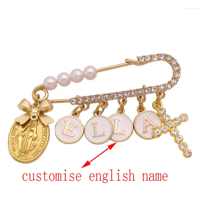 Brooches Customise English Name Christian Cross Virgin Mary Baby Pin Brooch