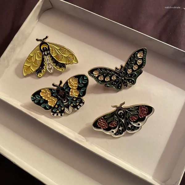 Broches Lindo Mariposa Luna Pin Olas Esmalte Animal Pins Insectos voladores Insignia Broche Solapa dura Regalo divertido para ella