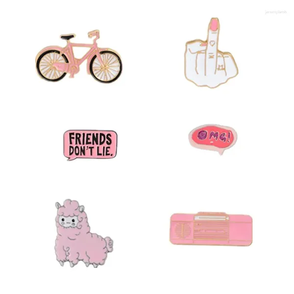 Broches mignonnes dessin animé rose collectionner les épingles à revers en émail vélo de vélos ombréalla robe mouton badge broche cadeau créatif pour les filles en gros en gros