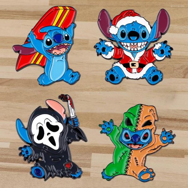 Broches lindo navidad alienígena cosplay pin broche pinos de alfilación insignia de alfileres en la mochila accesorios de películas de halloween regalos de joyería