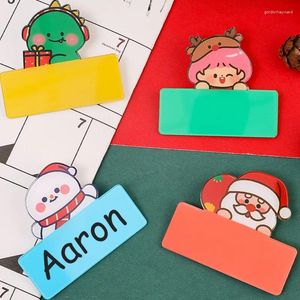 Broches schattige kerstnaam badge kinderen cartoon herbruikbare broche briefpapier leerbenodigdheden handige sieraden accessoires