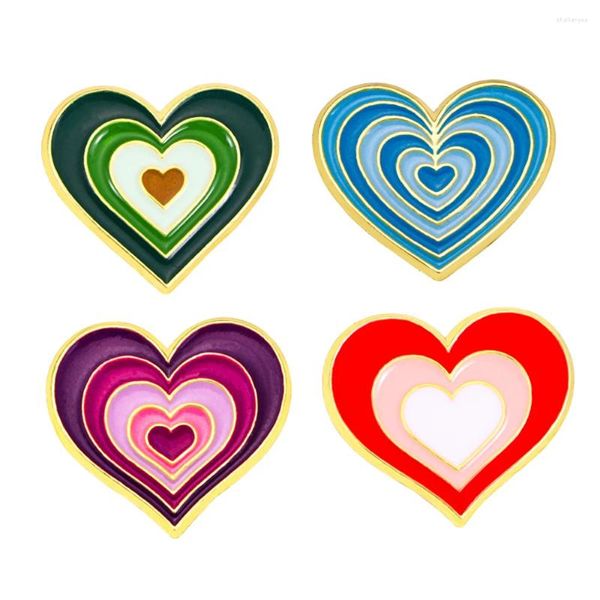 Broches Mignon coloré en forme de coeur broche mode épinglettes en métal pour femmes fille beau sac à dos vêtements bijoux accessoires cadeau