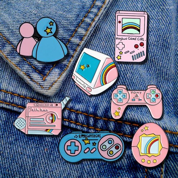 Broches Mignon Machine De Jeu Créatif Broche Émaillée Dessin Animé Bon Ami Poignée Denim PC Veste Micro Accessoires