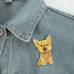 Broches mignon chien acrylique pour femmes hommes vêtements chapeau lunettes assis petit Animal de compagnie fête décontracté broche broche cadeaux de haute qualité