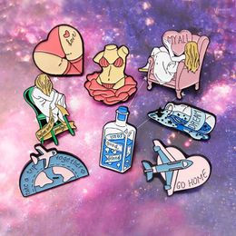 Broches mignon Go Home MY ALL DREAM LOVE broche canapé fille Rose Bikini coeur BuBlue boisson émail broche Badge pour ami bijoux cadeau