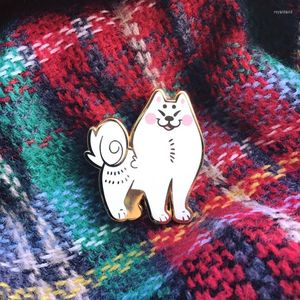 Broches mignonnes mignonnes white peet chien kawaii samoyed badge en émail dur broch backpack bac à dos épingle fête des bijoux créatifs cadeaux