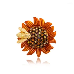 Broches Schattige Zon Bloem Insect Pin Corsage High-end Bewegende Bijenbroche Pak Kledingaccessoires Trendy Bruiloft Banket Sieraden Geschenken