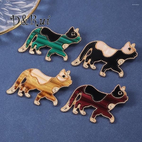 Broches DRui Precioso Broche De Gato De Campana De Acrílico para Mujer, Pin De Aleación con Incrustaciones De Diamantes De Imitación De Moda, Pin De Animal Mimi para Mujer, Abrigo, Alfileres Decorativos, Regalos