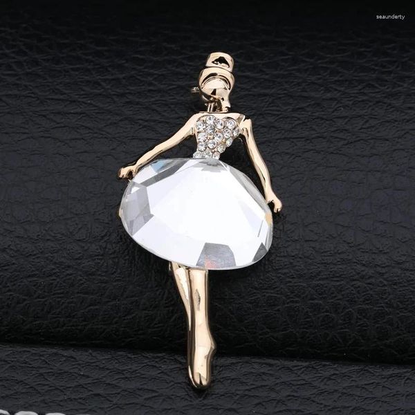 Broches danse ballet fille cristal broche femmes mode coréen ornement fixe pull accessoires épingles à corsage bijoux cadeau 157