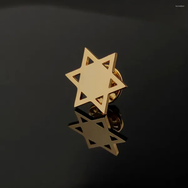 Broches David Star broche hexagramme en acier inoxydable hommes broche fermoir pince judaïsme bijoux rétro amulette cadeau mariage revers