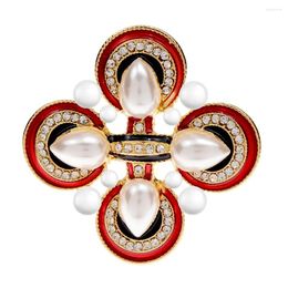 Broches David Zhang Vintage Cross for Women and Men Perl Retro Retro Pin Court Style Bijoux Accessoires de mariage