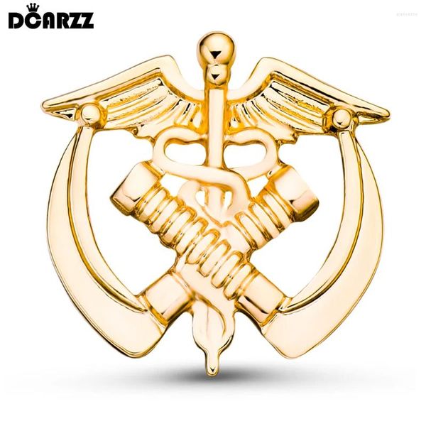 Broches DCARZZ Caduceo y laringoscopio Broche médico Pines Chapado en plata Intubación ENT Medicina Insignia de solapa Joyería para médico enfermera