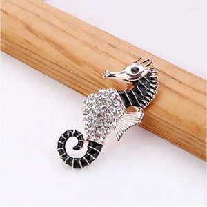 Broches Design hoogwaardige strass enaml en Pearl voor bruiloft Seahorse broche pin