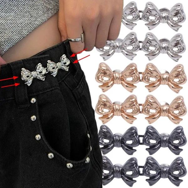 Broches Boutons détachables Bowknot Snap Fastener Pantalon Pin Bouton rétractable Boucles sans couture pour jeans Ajustement parfait Réduire la taille