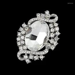 Broches Gedetailleerde grote glazen kristallen bruiloft vrouwen bruids broche verzilverd verkopen diamante dame sjaal pinnen