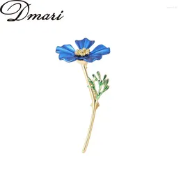 Broches Dmari femmes broche émail broche 2 couleurs acier fleurs luxe bijoux accessoires pour bureau fête vêtements