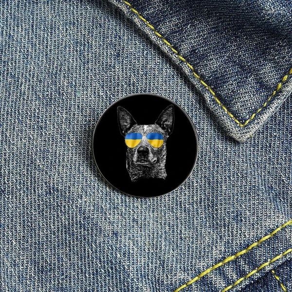 Brooches Dog Lover Ukrainian Flag Sunglasses Pin country Pust Custom Funny Shirt Bag Sac Badge mignon Gift For Girl Friends