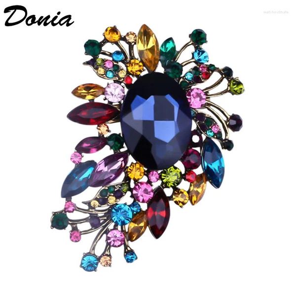 Broches Donia Jewelry European and American Fashion Flower Alloy Micro-set Large Glass Brooch Luxury Christmas Pin de luxe.