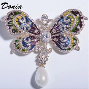 Broches DONIA Joyería Fashion Butterfly Brooch Insecto Pin de insecto Cobre Micro incrustado Accesorios