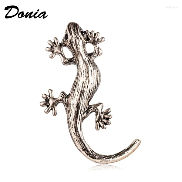 Broches Donia Jewelry Fashion Europe et les États-Unis Retro Lizard Gecko Brooch Patine plaqué Animal Men