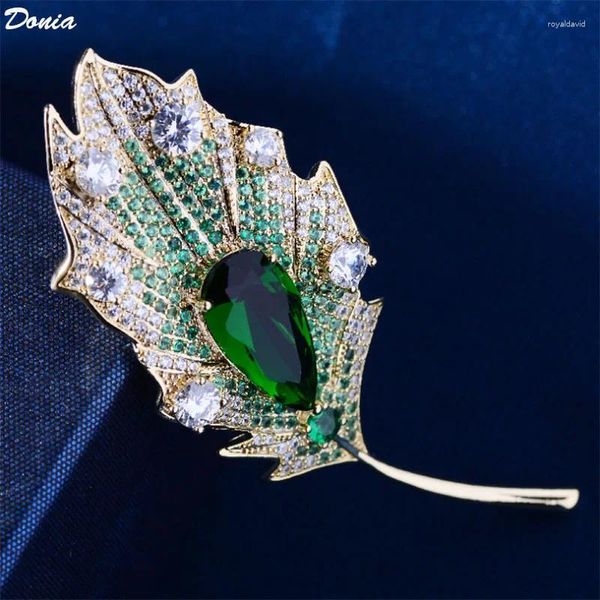Broches Donia bijoux mode Zircon feuille broche atmosphère élégante broche manteau accessoires dames dîner luxe Corsage