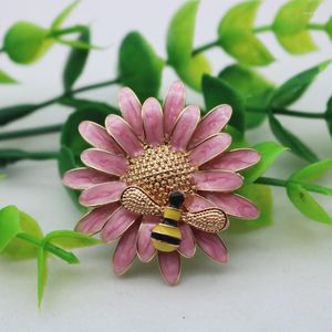 Broches DoreenBeads Fashion Daisy Flower Series Pour Femme Accessoires Abeille Gris Email 40mm X 1 Pièce