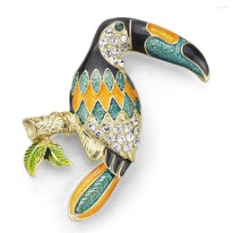 Broches Dormon Chic Tucán pájaro esmalte Diamante de imitación cristal para mujer tendencia Pelican broche Pins DZ042