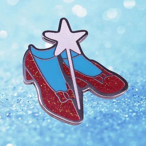 Broches Dorothy Wizard Oz Ruby zapatillas esmalte broche Pins insignia solapa Pin Collar Jeans chaqueta accesorios de joyería de moda