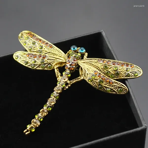 Broches Dragonfly Shinny Crystal Scarf Lapel Pin accesorios de joyería retro Regalo Broche para mujeres