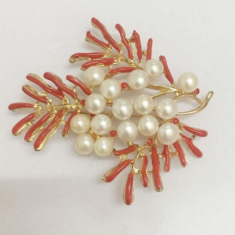 Spille Goccia Spilla di perle d'acqua dolce naturali: albero rosso di alta qualità molto alla moda con molte perle