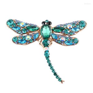 Broches EASYA 3 colores gran libélula de cristal para mujer moda lindo insecto broche Pin abrigo accesorios joyería