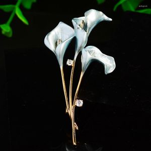 Broches élégantes broche Calla Lily, couleur émail faite à la main incrustée de Corsage tulipe, accessoires de broche de tempérament luxueux