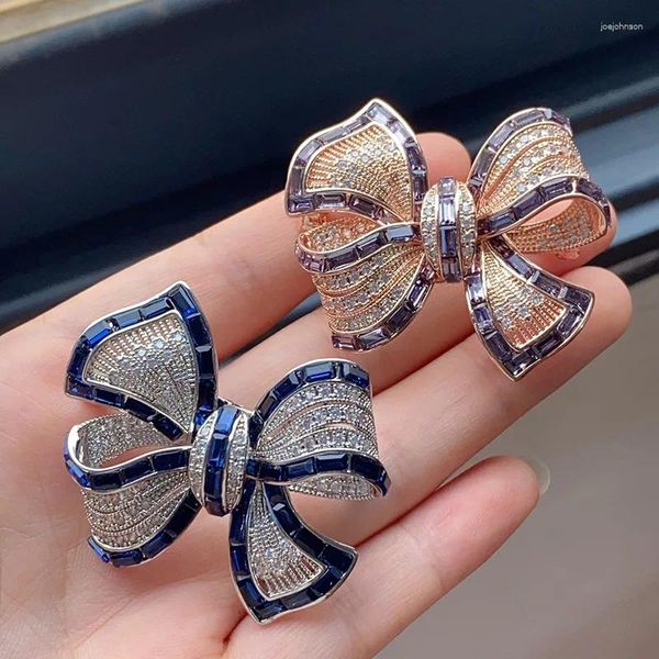 Broches élégantes bijoux de broche à bowknot élégant pour femmes zircon rose rose plate plaquées hommes combinaison de balon