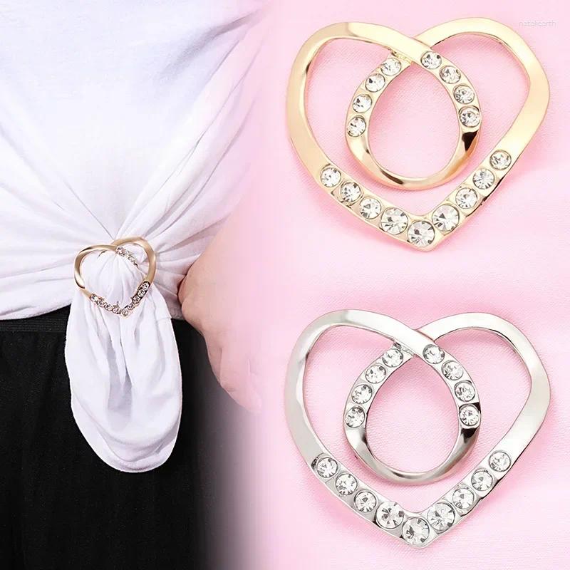 Brooches Elegant Corner Hem Waist Knotted Crystal Pearl Metal Hijab Scarf Ring Button Shirt T-shirt Fixed Buckle Accessories