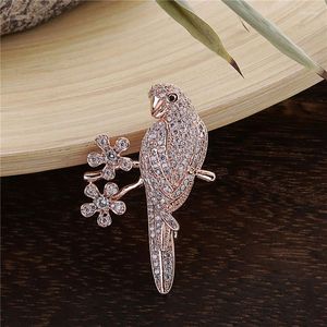 Broches Elegante Kristallen Broche Vogel Goud Kleur Broche Sieraden Metalen Dier Papegaai Pins En Voor Vrouwen