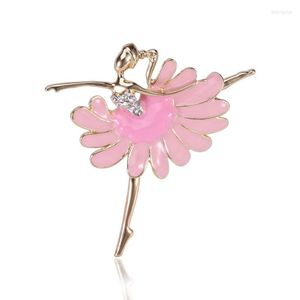 Broches email dansmeisje voor vrouwen ballet dame pin strass materiaal legering feest kleding jurk juwelen accessoires
