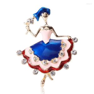 Broches email Dancing Ballet Girl Riinestone broche pin voor vrouwen feest bruiloft danser rok kleding sieraden cadeaus