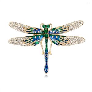 Broches émail libellule pour femmes strass insecte broche écharpe épinglettes beau manteau accessoires bijoux