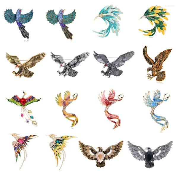 Broches Broche d'oiseau Phoenix Bird pour les femmes incrustées en strass en métal Animal Eagle Luxury Design Bijoux Cadeaux