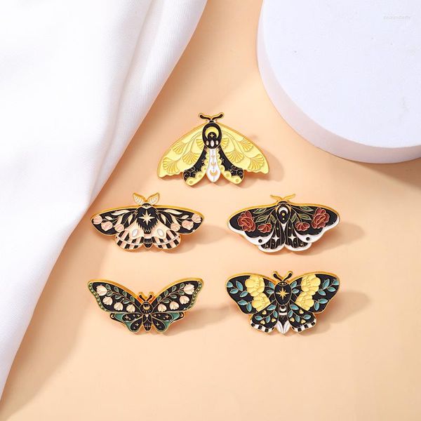 Broches Broche De Mariposa Europea Y Americana Insecto Hermosa Insignia De Metal Bufanda De Seda Botón Uniforme Collar Pin Polilla Original