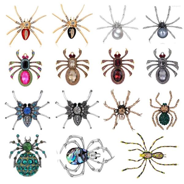 Broches européen et américain exagéré araignée broche brillante cristal normes insectes coffre